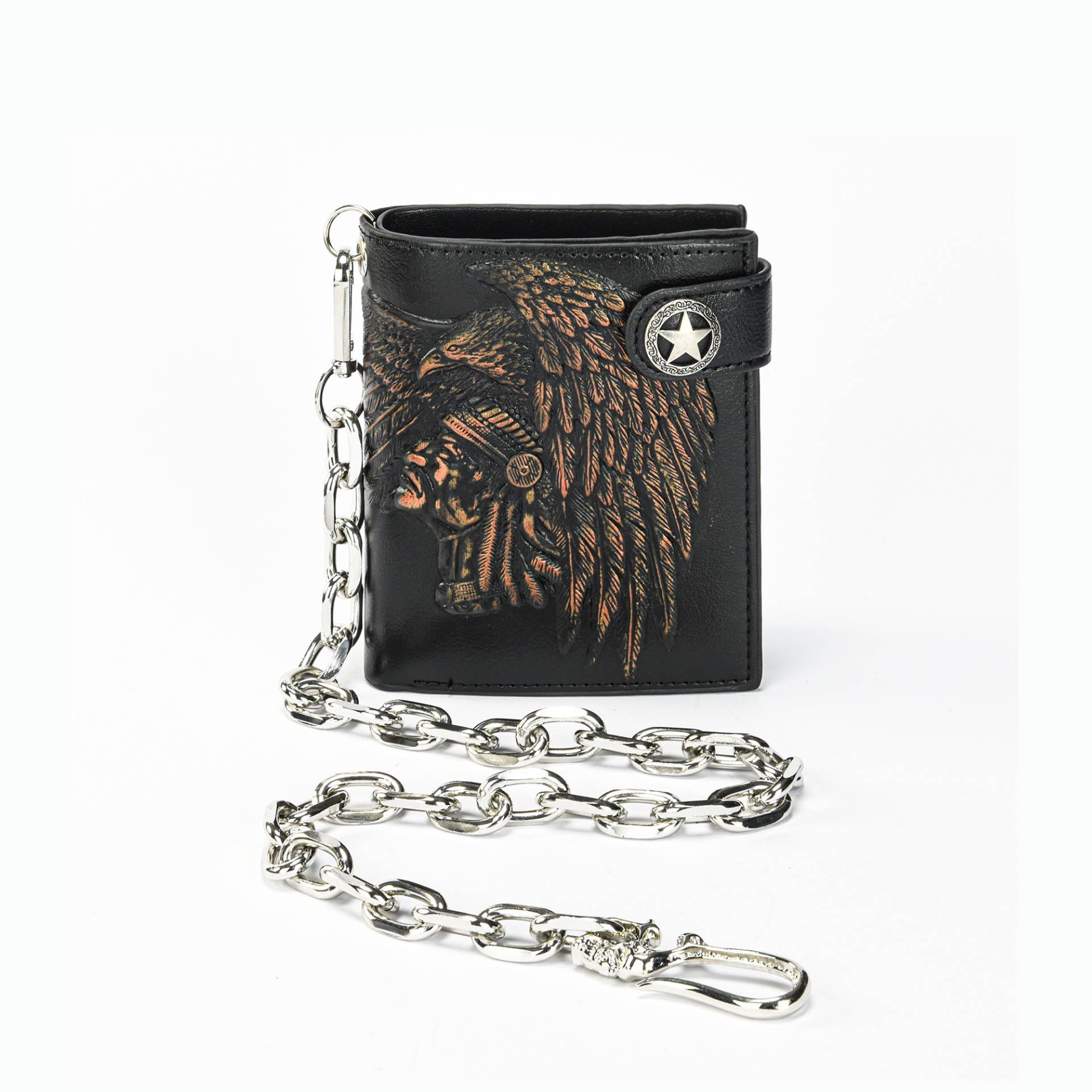 Tourtiwi – wholesale Wallet - Men’s – Gothic Indian Pattern Bifold Chain Wallet4