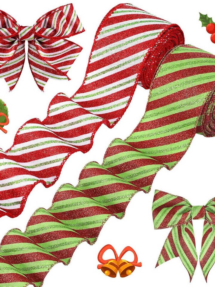 CWMM10194_CHRISTMAS GLITTER RIBBON ROLL FOR DIY BOWS for wholesale by NINEXIS