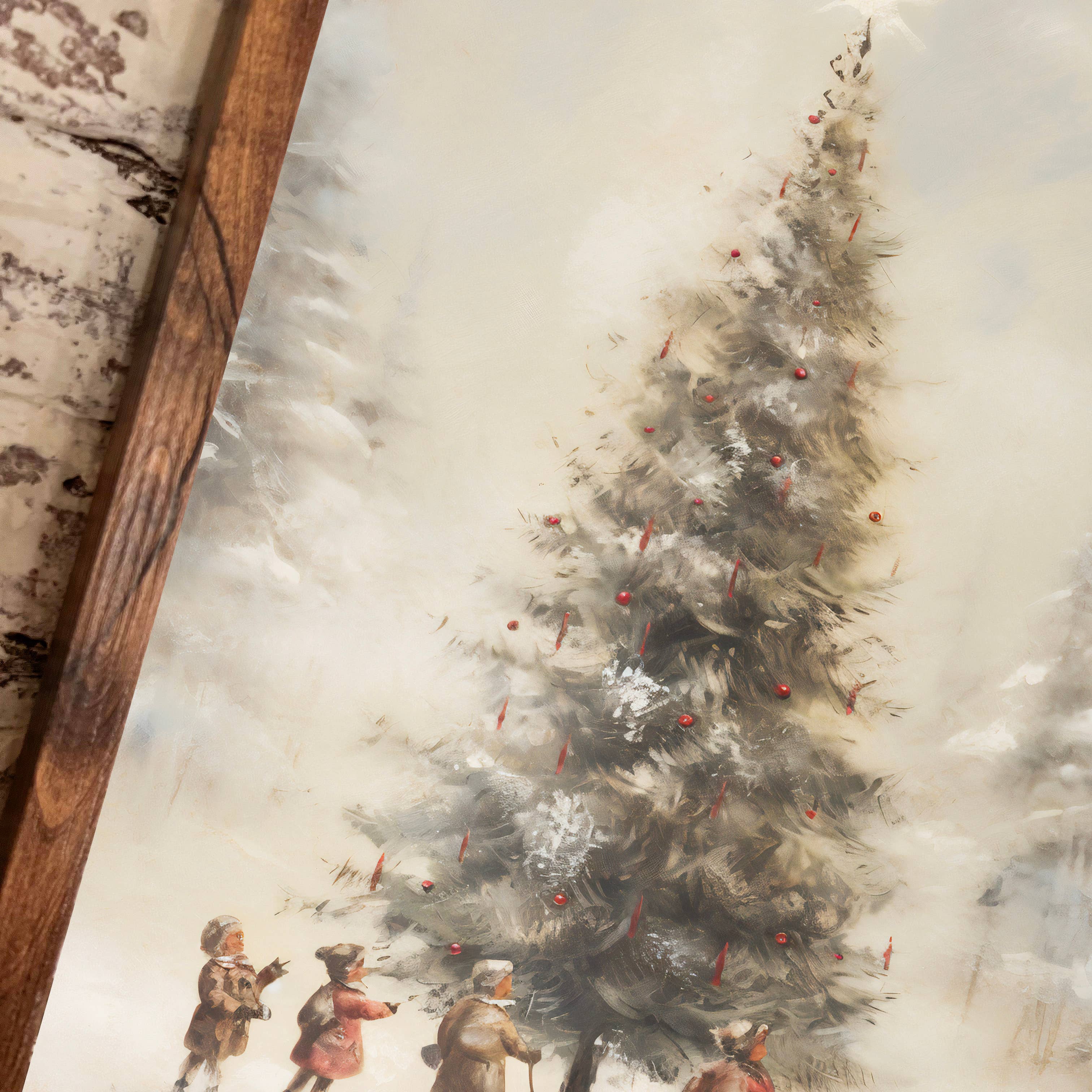 WillowBee Signs & Designs - Vente Pancarte - Impression vintage d’un sapin de Noël avec enfants2