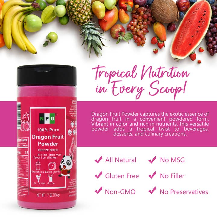 Natural Plus Green - Wholesale Protein/Superfood Powder - NPG Pure Red Dragon Fruit Powder 7 Oz5