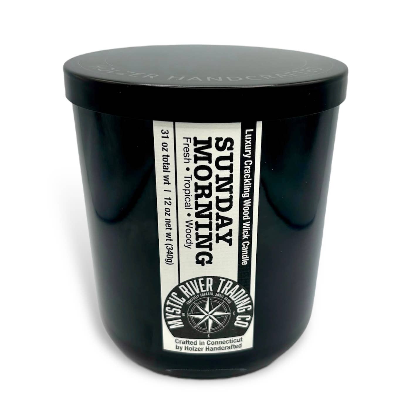 Holzer Handcrafted ® - Wholesale Jar/Filled Candle - Custom Label | Wood Wick Candle | Coconut Soy Wax | 12 oz Glass Vessel with Lid | Customized Label | Private Label | Co-branded | Handmade2