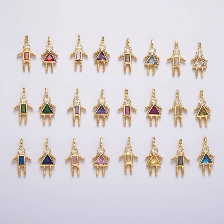 24K Guld Fylld CZ Geometrisk Figur Människor Set Berlock | W068 - W073 för wholesale av Aim Eternal