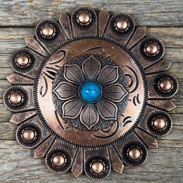 Rodeo Drive - Wholesale Brooch - Copper Sunflower Western Concho W2051