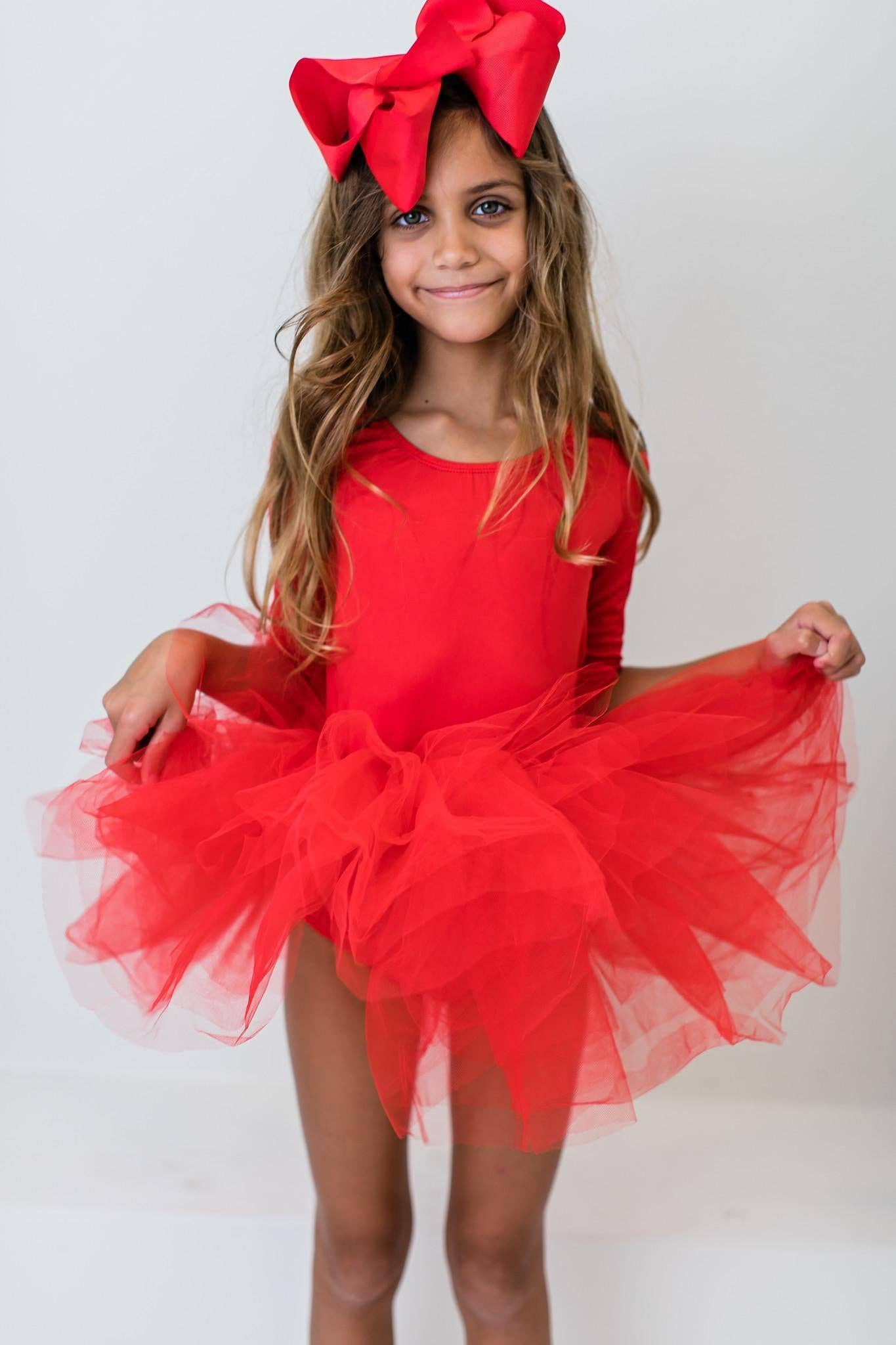 Mila & Rose - Wholesale Leotard - Kids - Red 3/4 Tutu Leotard1
