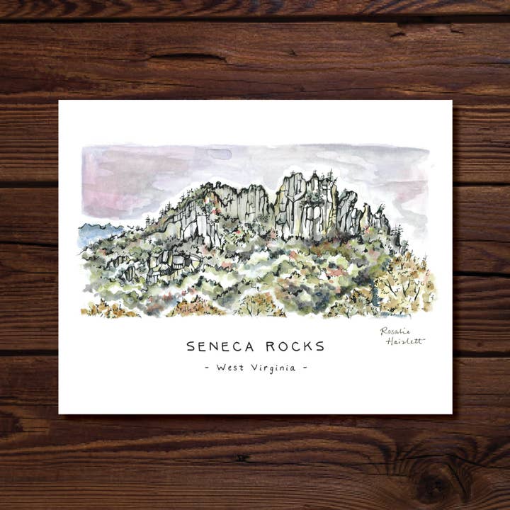 Rosalie Haizlett Illustration - Wholesale Art Print - Seneca Rocks Watercolor Art Print2