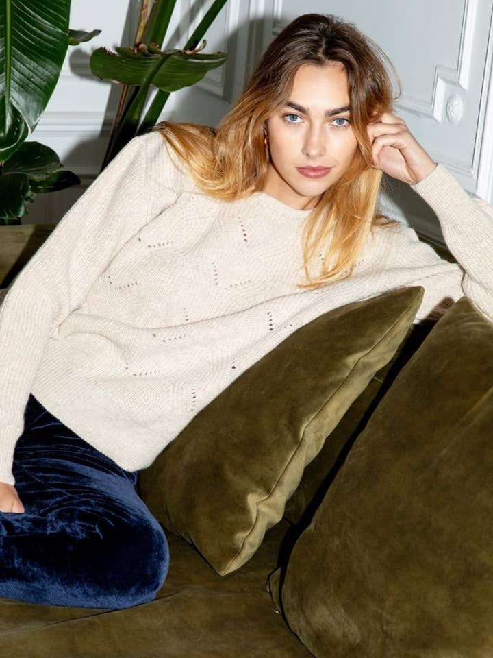 Beige Idesia sweater for wholesale by Avani Apparel