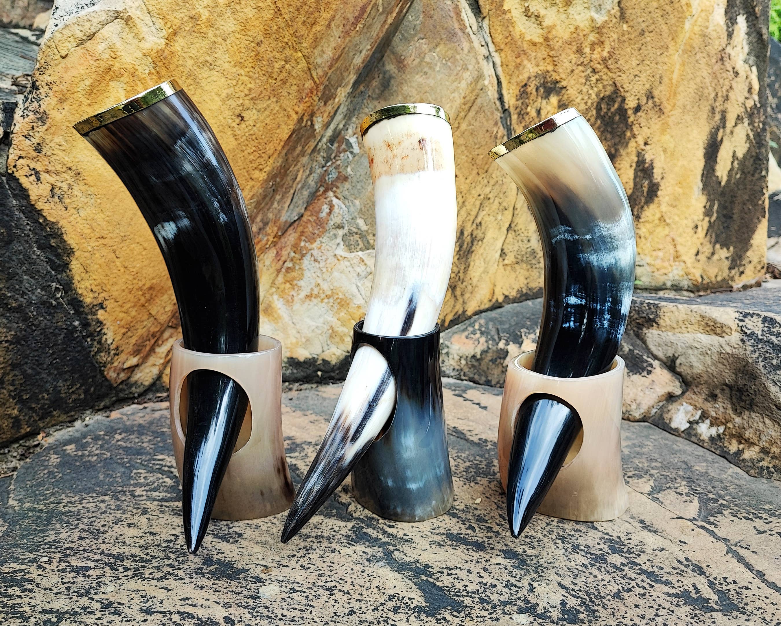 Billion Brothers – wholesale Drinking glass/cup – Viking Drinking Horn With Stands Ale Mead Beer Horn Mugs Cup4