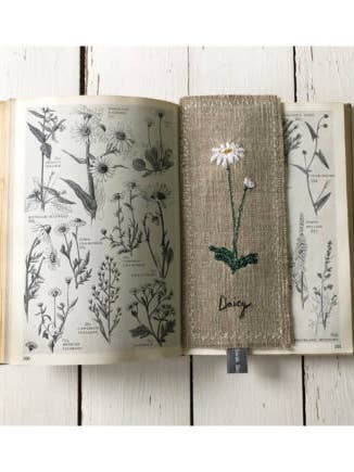 Daisy Flower Embroidered Bookmark for wholesale by Sarah Becvar Design