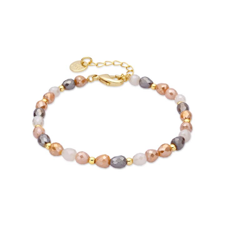 Pulsera Luxenter de cristal marrón acabado en oro amarillo de 18k - Likdu para venta al por mayor de Luxenter