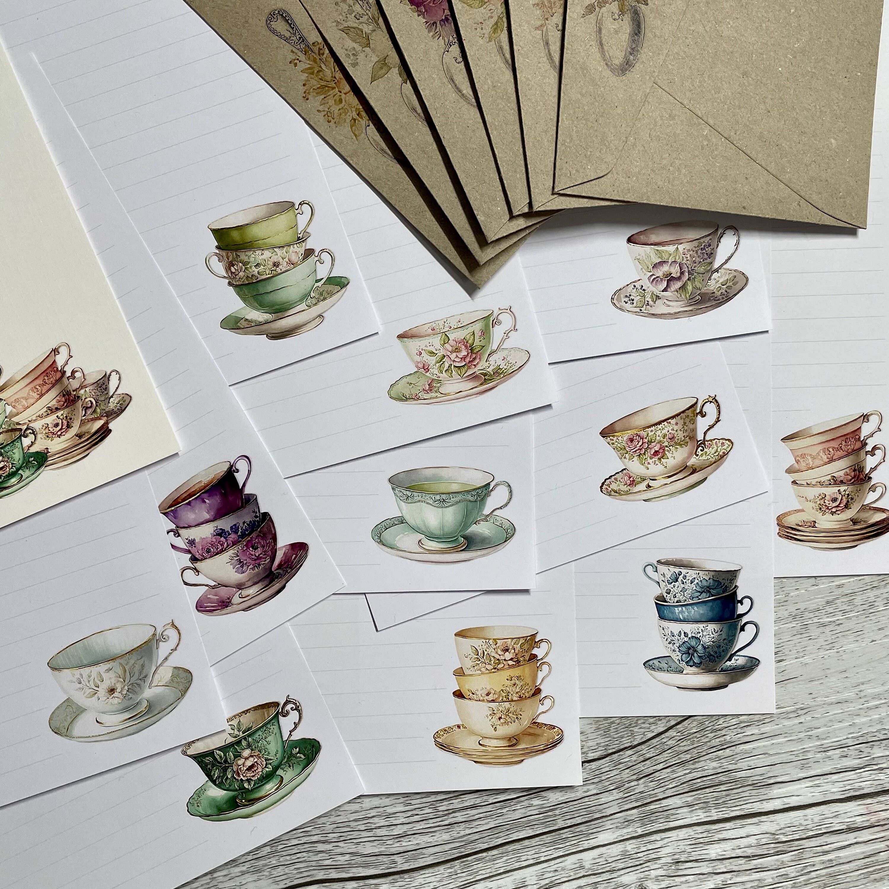 Scattered Seed Co - Wholesale Stationery/Notecard Set - Vintage Teacup Letter Writing Paper Set2