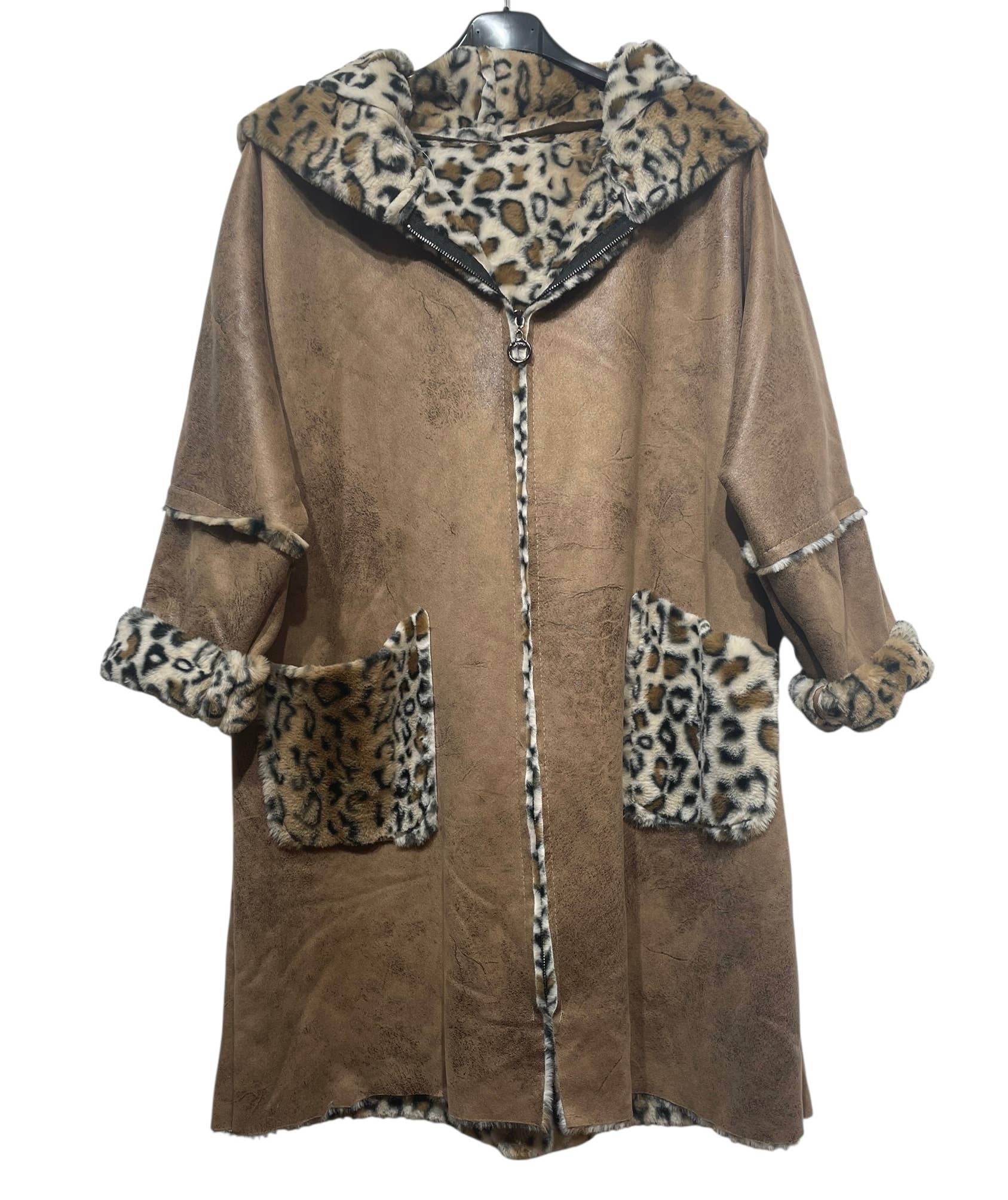 LINEN & COTTON HOUSE - Wholesale Coat - Women's - LEOPARD WINTER COAT WITH CLOSURE, TRENDY3