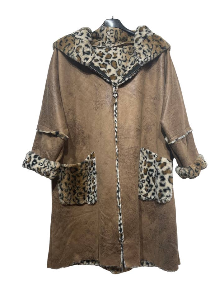 LINEN & COTTON HOUSE – wholesale Coat – Women’s – LEOPARD WINTER COAT WITH CLOSURE, TRENDY5