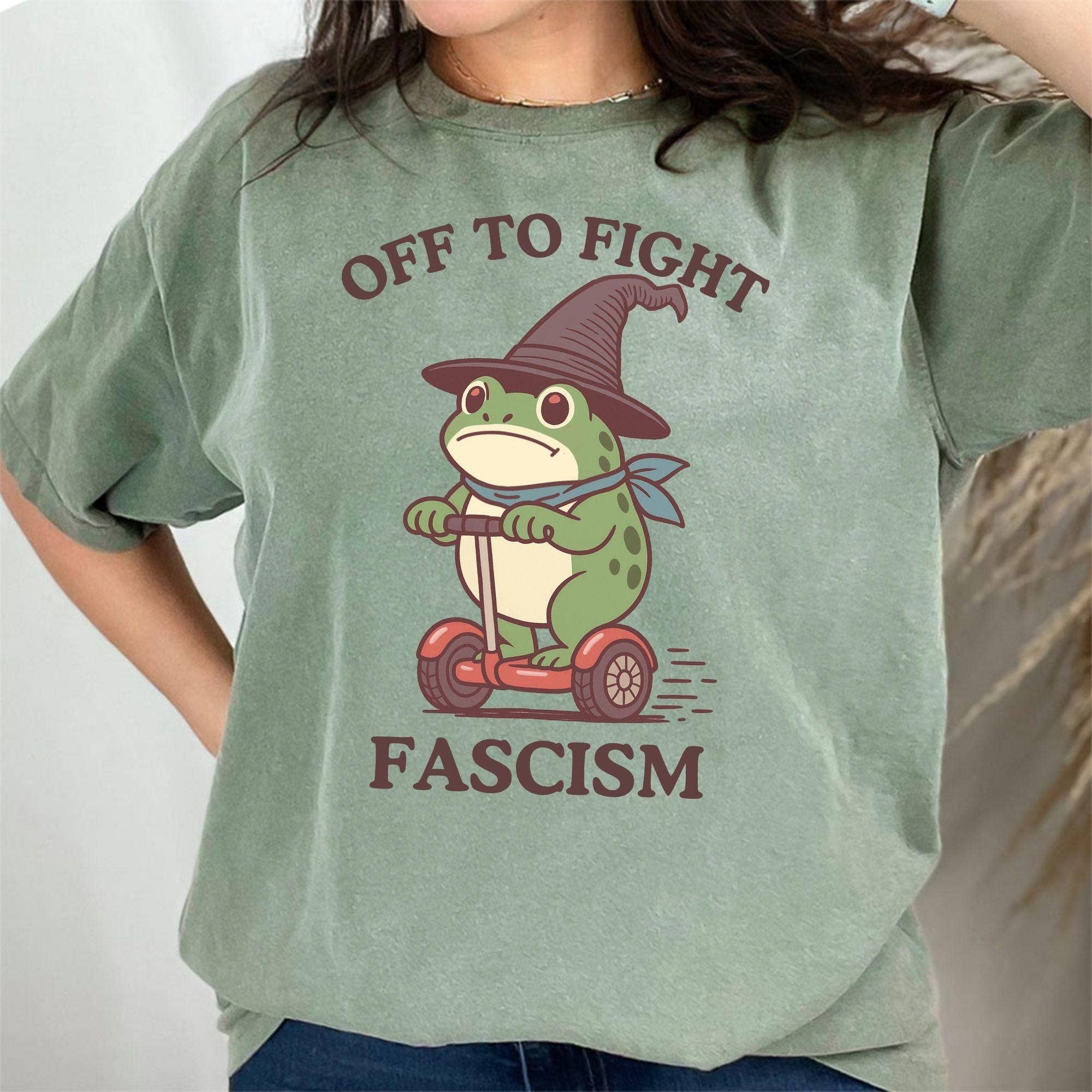 Glaime - Wholesale T-Shirt (Graphic) - Women's - Comfort Colors Frog Anti Fascism Tee, Portland Resistance 3