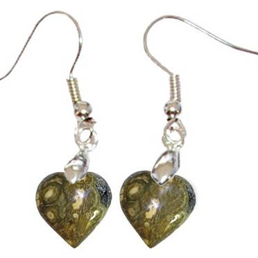 Heart Orbicular Jasper Earrings for wholesale by Artisans de Madagascar