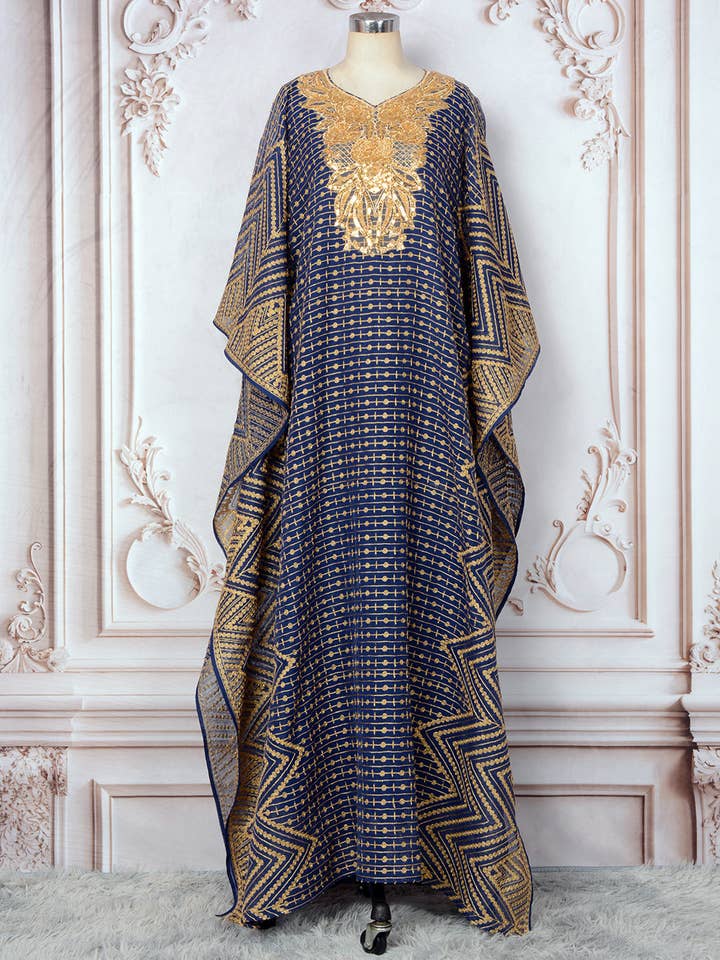 Blue 2025 NEW Dubai Abaya Dress Embroidered Elegance for wholesale on Faire