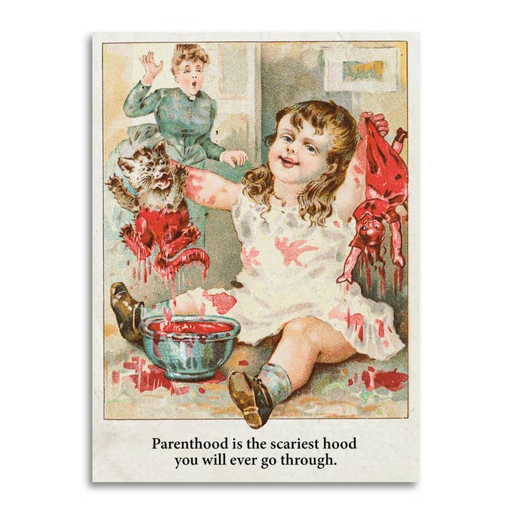 Bad Betty Greeting Co. - Vente Cartes bébé - Carte « Parenthood Is the Scariest Hood » - Baby Shower