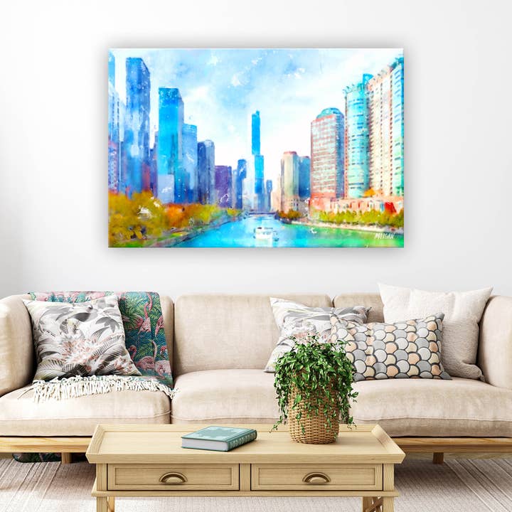 Art Canvases, Chicago IL, Chicago River for wholesale by G.O.A.T House of Creative