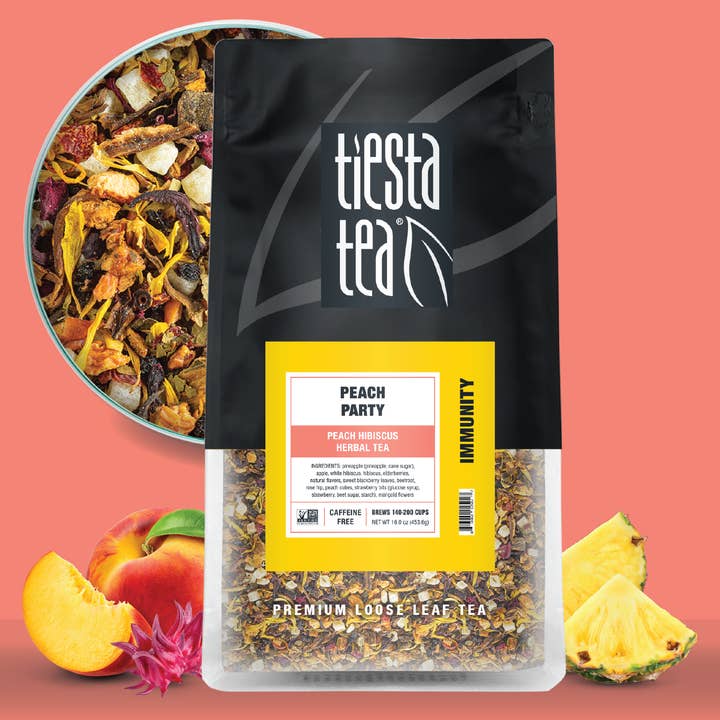 Peach Party - Peach Hibiscus Herbal Tea for wholesale by Tiesta Tea Company (loose leaf teas & accessories)
