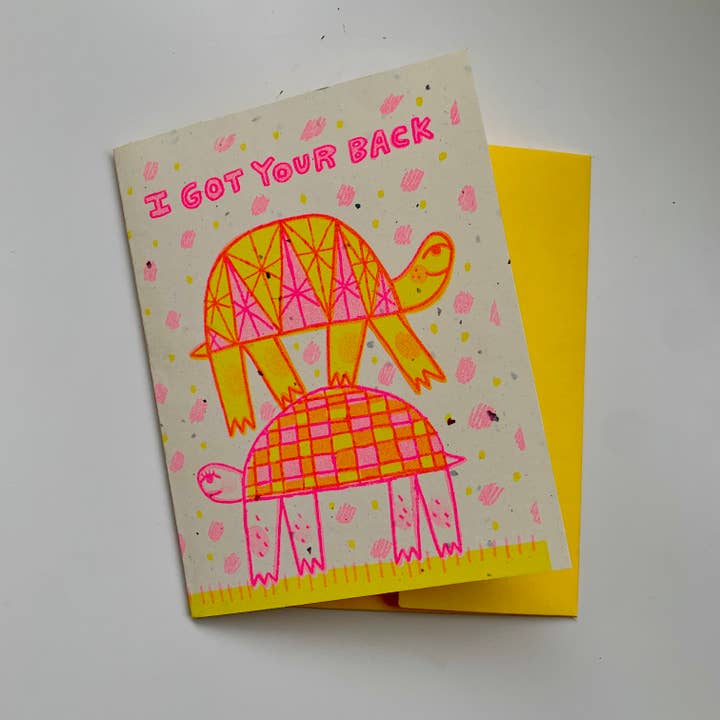 Lili Todd Art - Wholesale Friendship Card - I Got Your Back Turtles Risograph Greeting Card - Friends1