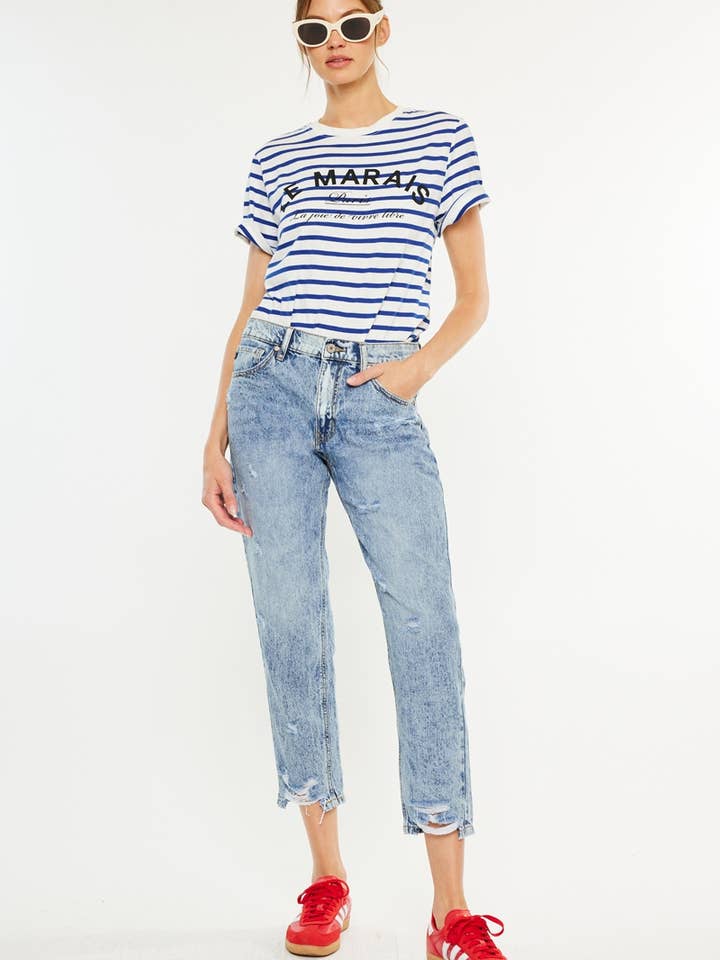 OPEN PACK HIGH RISE ANKLE MOM JEANS-KC8603M for wholesale by Kan Can USA