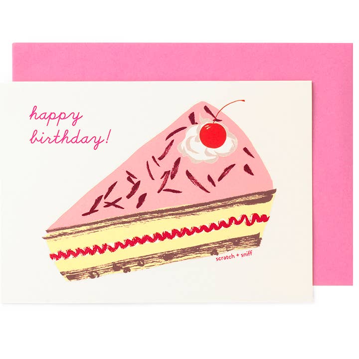 Yes! Paper Goods - Wholesale Birthday Card - SCRATCH + SNIFF scented Jam Sponge Cake Happy Birthday card