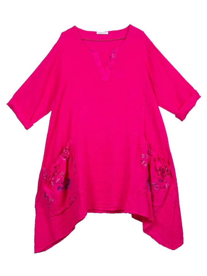 Claudia Linned Kjole I Hot Pink for engroshandel hos Caposhie