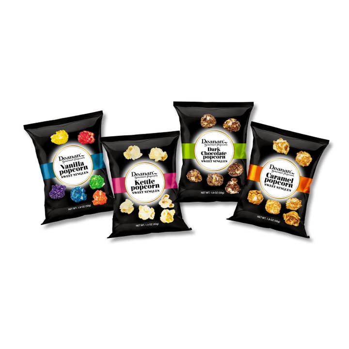 Deanan Gourmet Popcorn - Wholesale Popcorn - Mixed Case Sweet Singles - 100 Count - 1.5 Cup Bags17