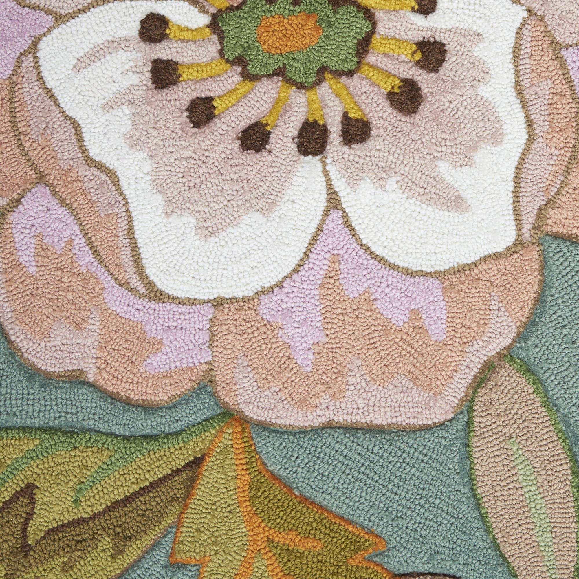 HomeRoots - Wholesale Area Rug - 5' X 8' Blue And Green Floral Hand Hooked Handmade Area Rug3