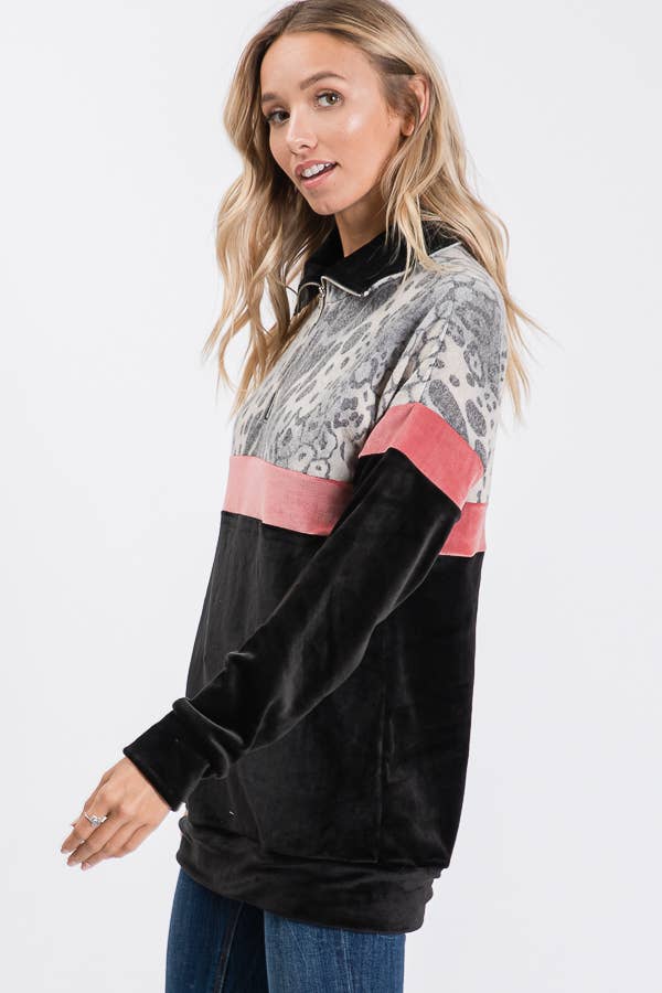 7th Ray - Wholesale Sweatshirt - Women's - Everyday Casual Half-Zip Activewear Sweatshirt T273312