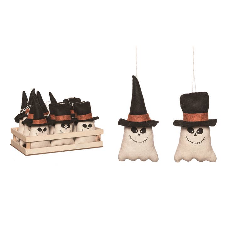 Transpac - Wholesale Decorative Tabletop Object - CLOSEOUT Plush Mini Spooky Ghost Skeletons In Crate S/12