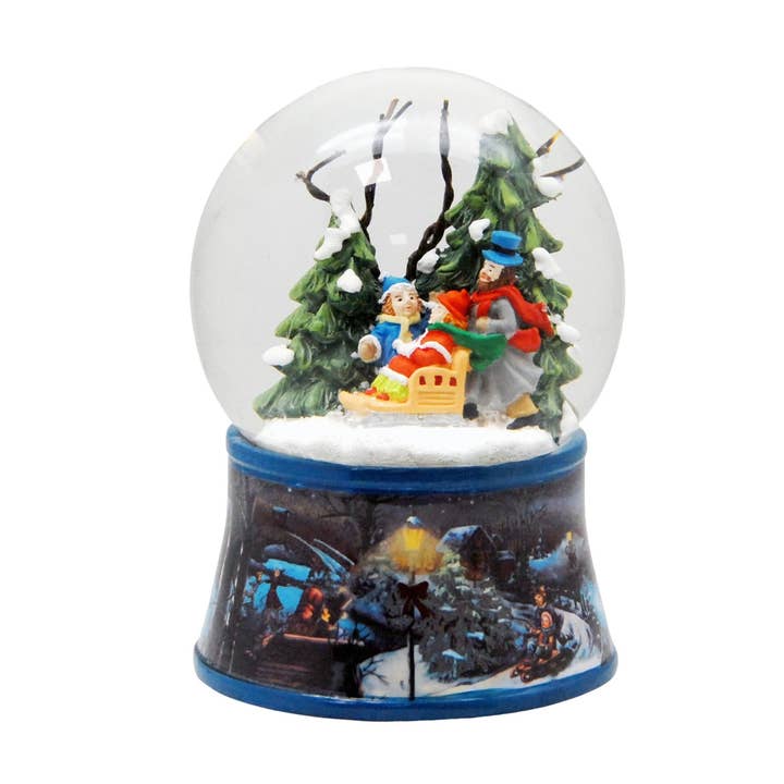 Nostalgic Snow Globe Family Winter Walk Ice Skater for wholesale by Schneekugelhaus