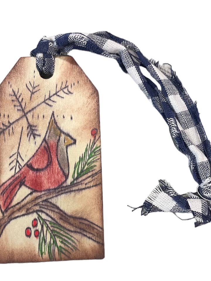 Ornement cardinal en bois rectangulaire fait main pour la vente par I Doodle Do You