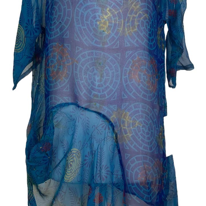 PRG7780 Robe Tunique en Soie Pure Avatar Transparente avec Poche Intégrée pour la vente par sariKNOTsari