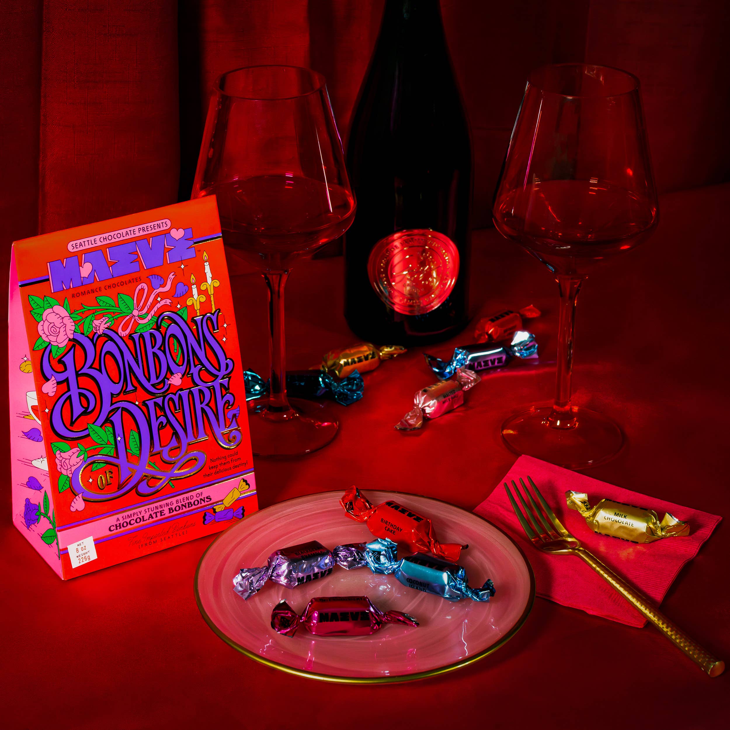 Seattle Chocolate Presents Maeve - Wholesale Chocolate Box - NEW! Valentine's - Bonbons of Desire Bonbon Box - 8oz1