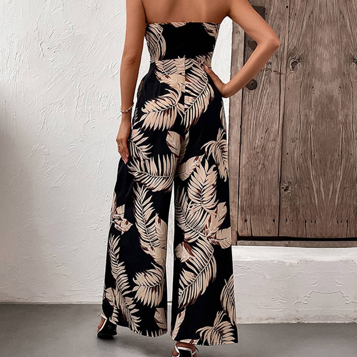 Black Printed strapless jumpsuit_CWSJS0583 for wholesale on Faire3