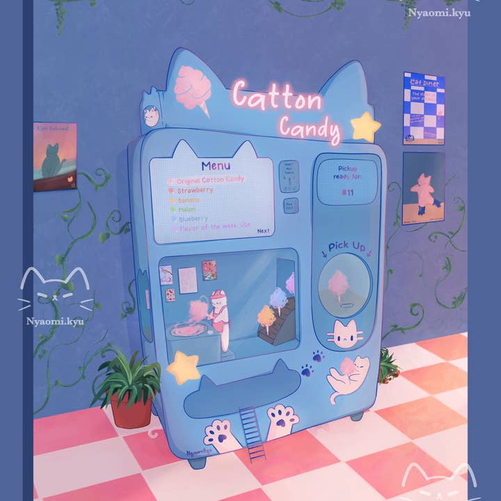 Impression de chats en barbe à papa pour la vente par Nyaomikyu