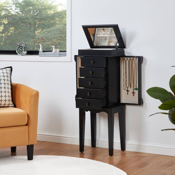 HOMYCASA DESIGN INC - Wholesale Jewelry Box/Organizer - Homy Casa 5-Drawer Jewelry Armoire with Swing Doors, Cherry7