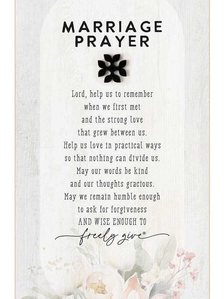 Oración de matrimonio - 6,75 x 13,625 - Emblema de madera negra para venta al por mayor de Dexsa