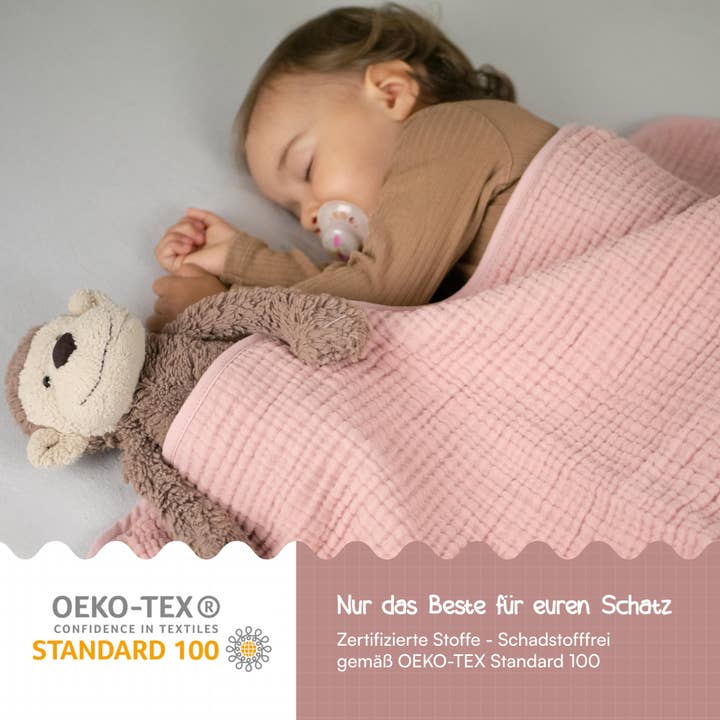 BEARFOOT - Vendita all'ingrosso Coperta - Bambini e neonati - Coperta per neonati in mussola e pile soffice - rosa4