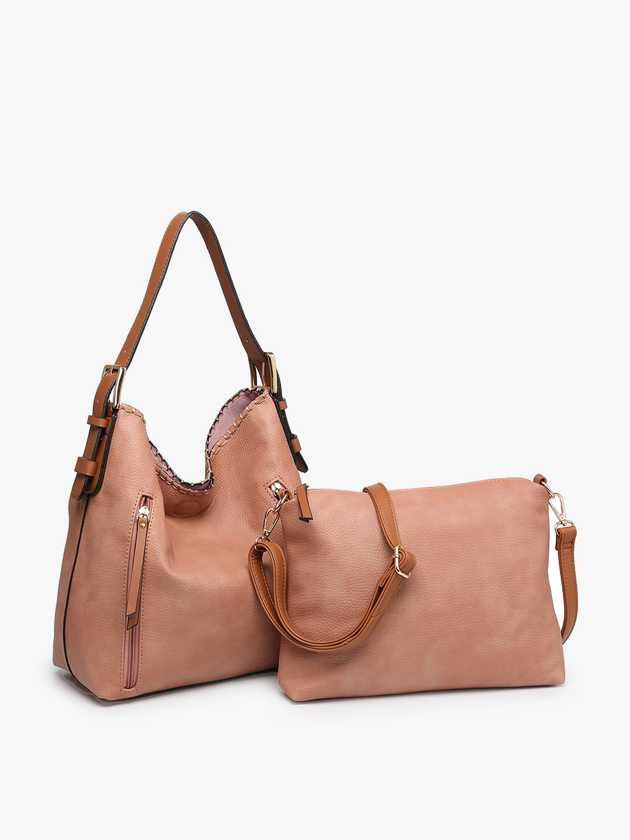 Jen & Co. - Wholesale Schoudertas - Dames - Jen & Co. M1816A Alexa 2-in-1 hobo tas met dubbele ritssluitingen12