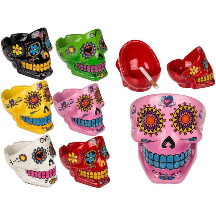 Out of the blue KG - Wholesale Ashtray - Polyresin ashtray, Coloured Skull I,