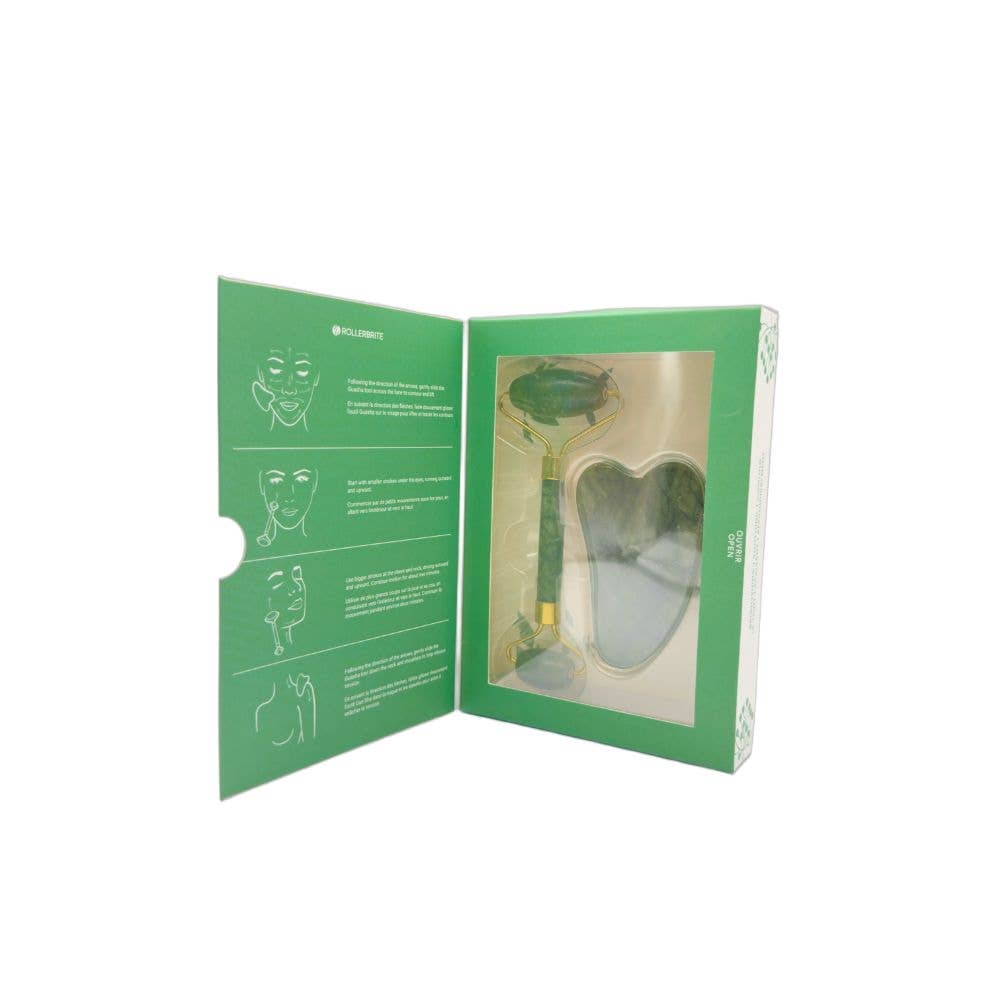 Lindo - Wholesale Gua Sha Tool - Rollerbrite Jade Roller & Guasha Tool Kit1