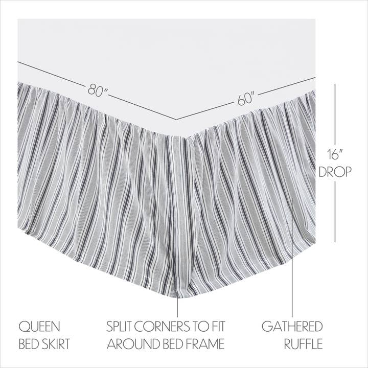 VHC Brands - Wholesale Bedskirt - Sawyer Mill Black Queen Bed Skirt 60x80x162