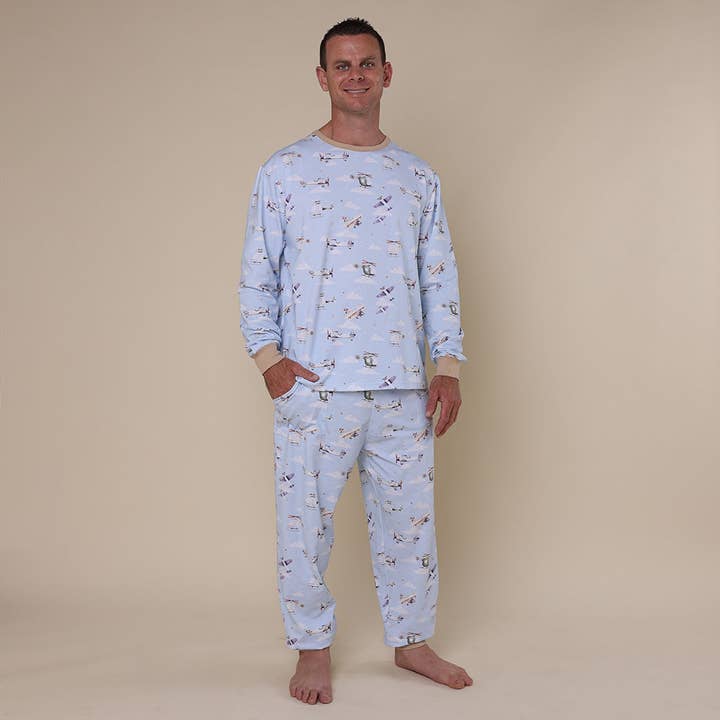 Snuggle Hunny - Wholesale Sleepwear set – men's - Taking Flight Organic Mens Long Sleeve PJ Set1