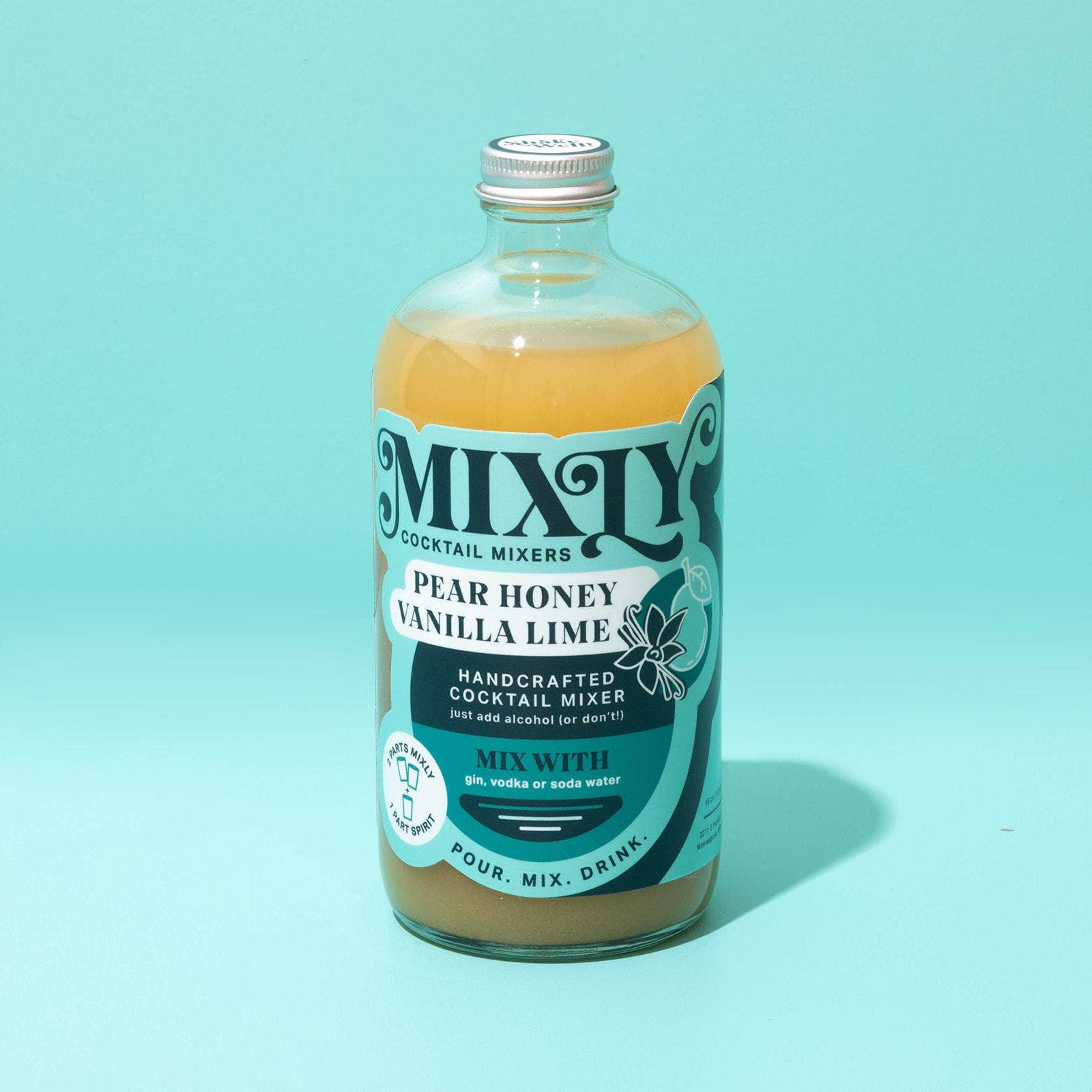 Mixly - Vente Mélange/sirop pour cocktails - Mélangeur de boisson cocktail / mocktail poire miel vanille 16oz