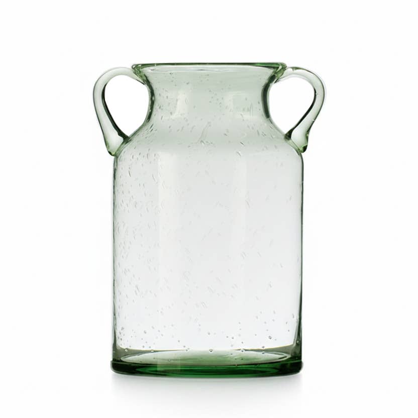 Noah Decoration – wholesale Vase – Farmhouse Dual-Handled Blue/Green Tint Glass Vases3