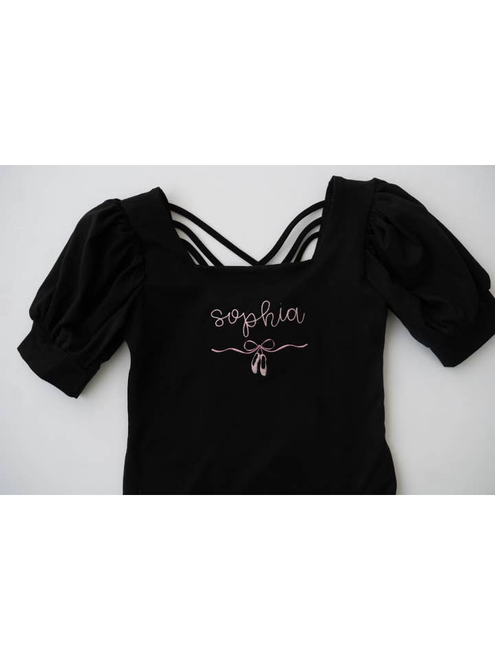 Cheeky Plum - Wholesale Leotard - Kids - Puff Sleeve Leotard - Black Magic15