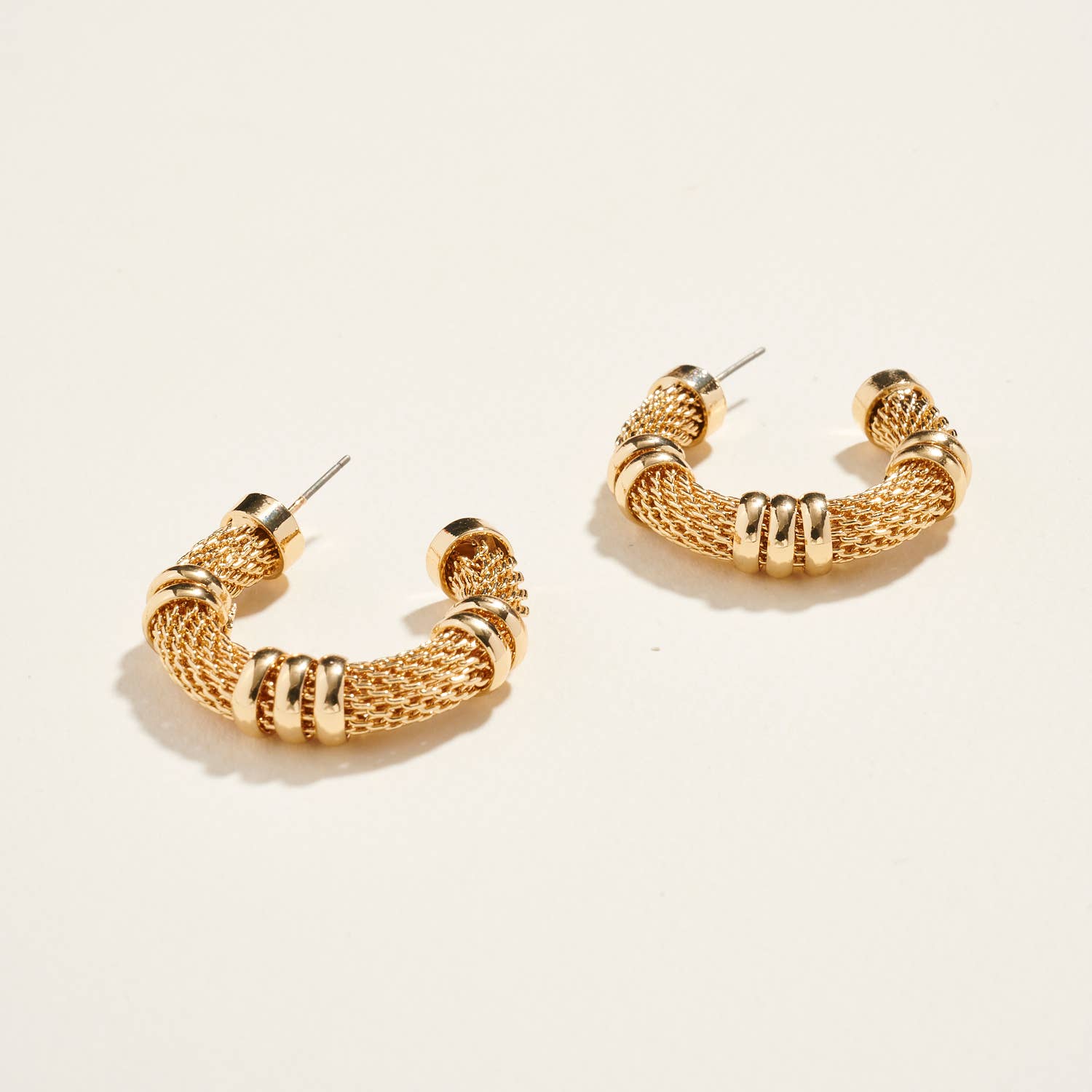 Designature New York - Wholesale Hoop Earrings - Bamboo Shaped Basic Metal Hoop Earrings - Lightweight Design1