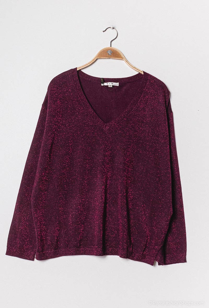 jw.atelier - Vente Pull en maille – femme - Pull lurex cachemire col V oversize17