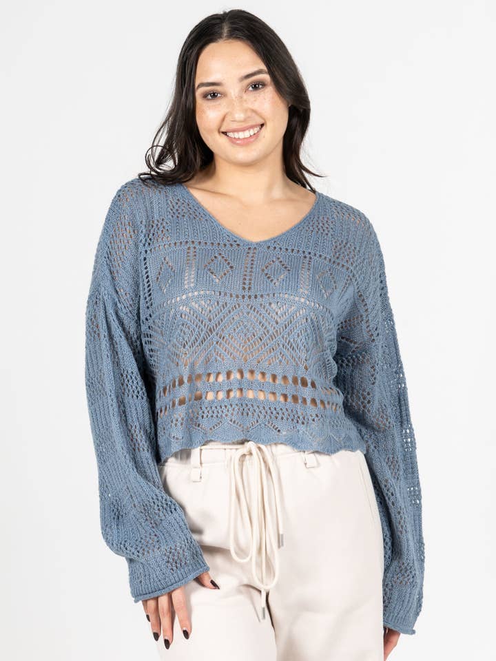 C'est Moi Clothing Co - Wholesale Knit Top - Women's - L/S Knit Boho Top- CESWT44110